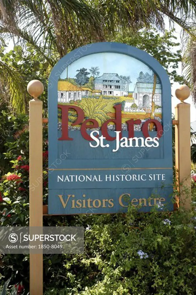 West Indies, Cayman Islands, Pedro St James National Historic Site Visitors Centre Sign