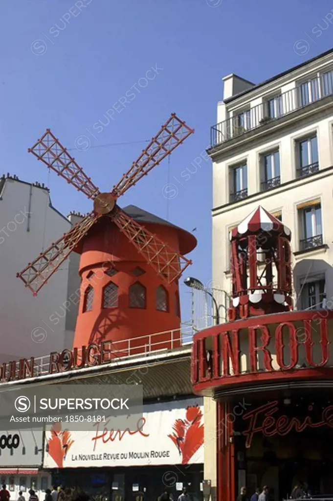 France, Ile De France, Paris, The Red Windmill Of The Moulin Rouge