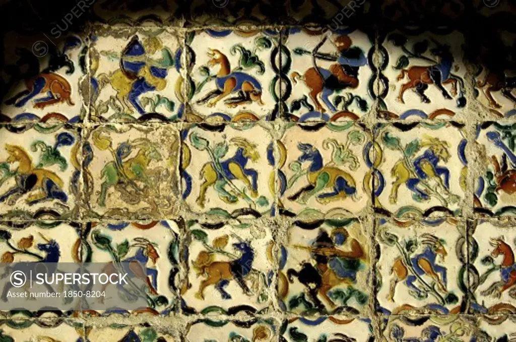 Spain, Andalucia, Seville, The Royal Alcazar Tile Detail