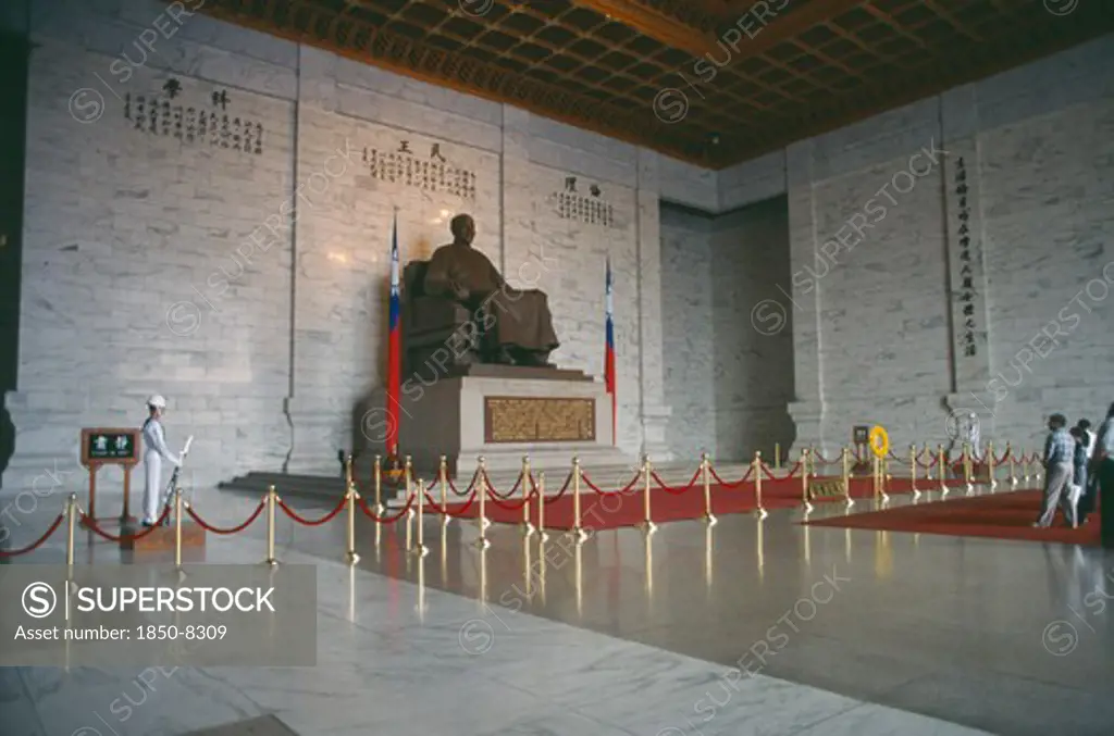Taiwan, Taipei, Chiang Kai-Shek Memorial Hall Interior With Seated Statue Of The General
