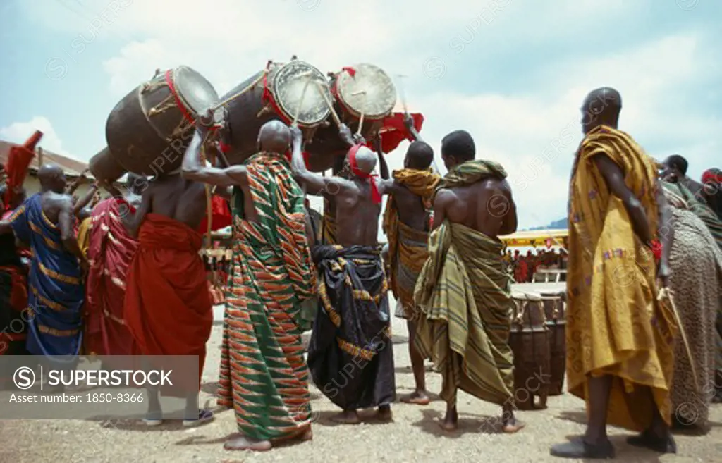 Ghana, People, Ashanti, Group Of Ashanti Funeral Drummers