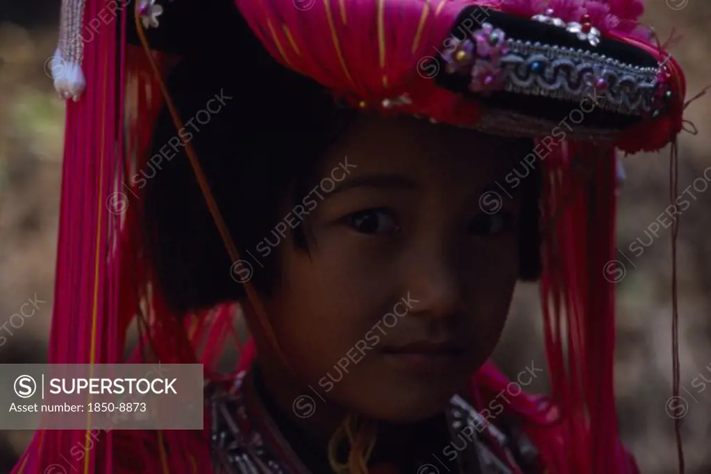 Thailand, North, Baan Mai Suai, Head And Shoulders Portrait Of Lisu Girl.