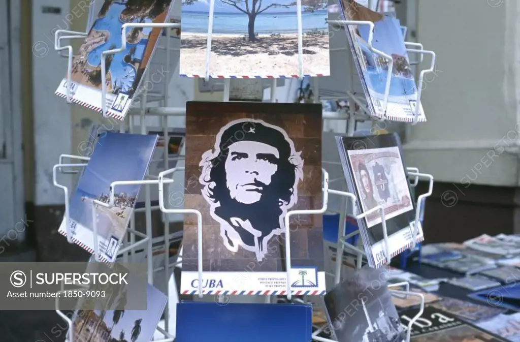 Cuba, , Close Up Of A Rack Of Post Cards Depicting Che Guevara