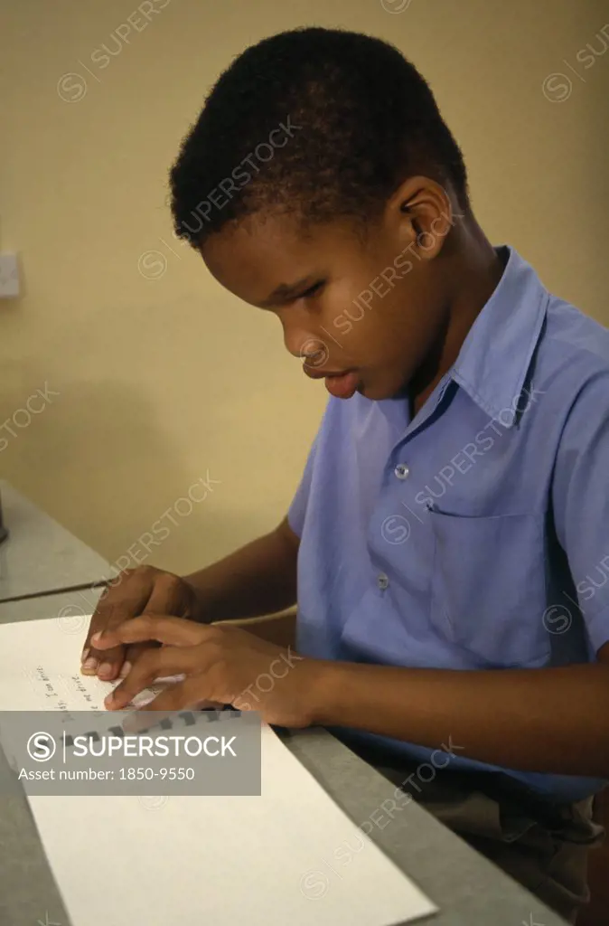 Carribean, Grenada, St Vincent, Blind Boy Learning Braille At St Pauls School For The Blind