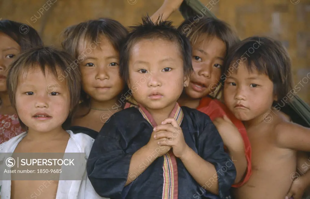 Laos, Children, Portrait Of Hmong Children.