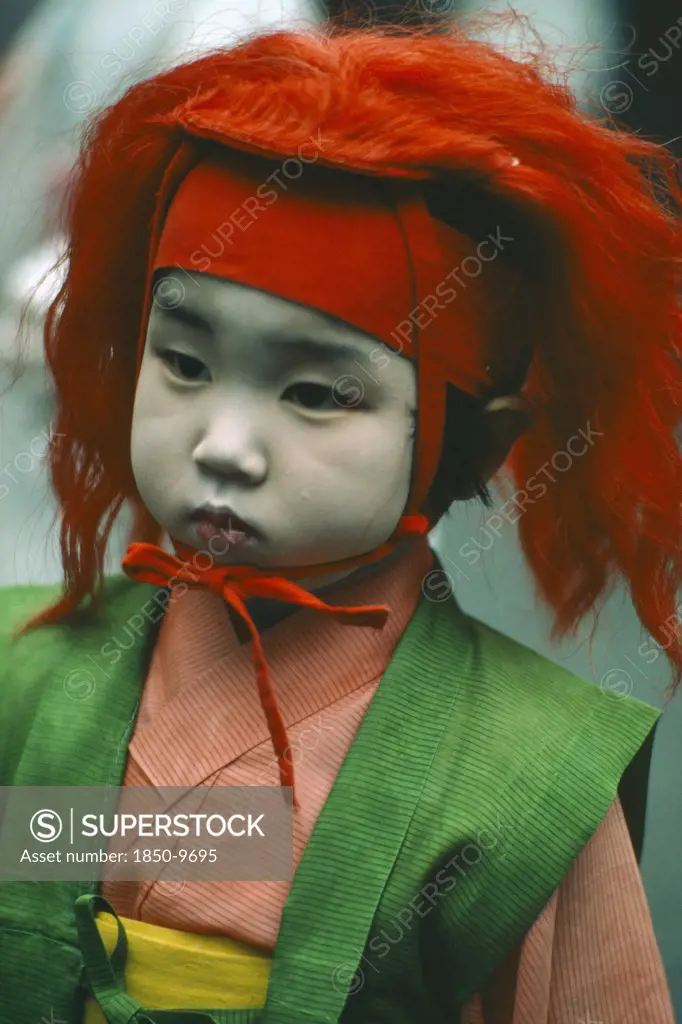 Japan, Festivals, Gion Matsuri , Portrait Of Child At Gion Matsuri Festival.