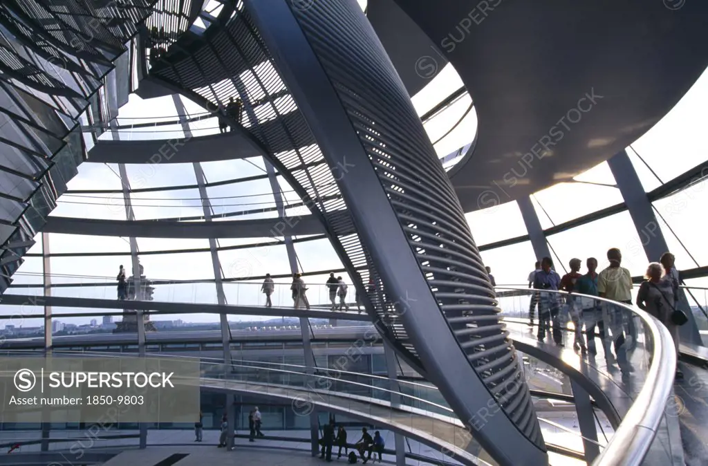 Germany, Berlin, Interior Detail Of The Reichstag Dome