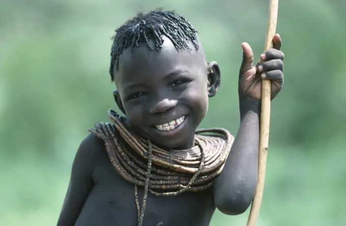 Kenya, Tribal People, Portrait Of Young Pokot Girl.