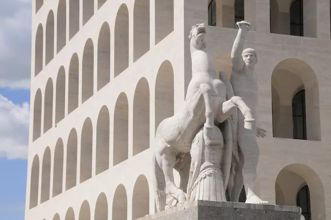 Italy, Lazio, Rome, EUR, Palazzo della Civilta del Lavori.