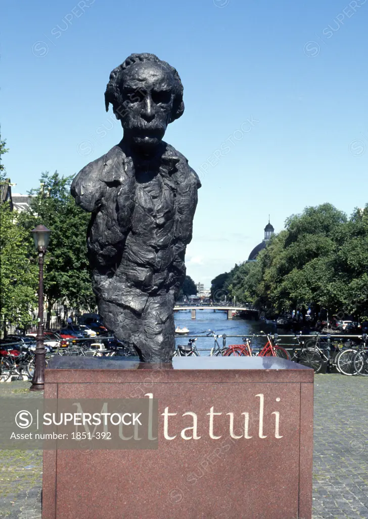 Bust of Multatuli. A famous Dutch author who wrote books about the Coffee trade with East India.