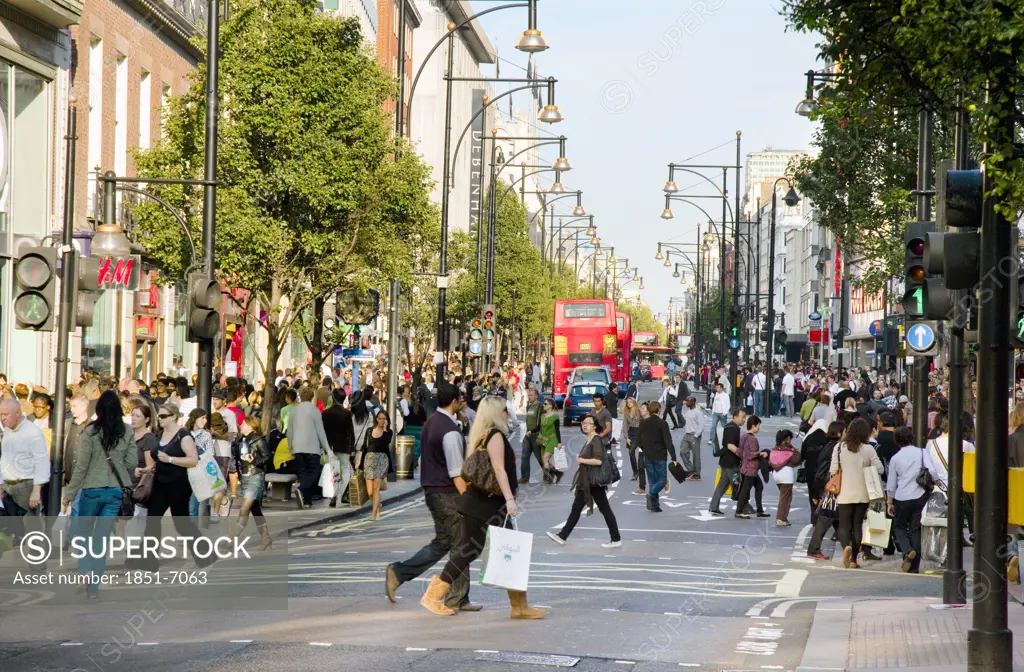 Busy Oxford Street in London England