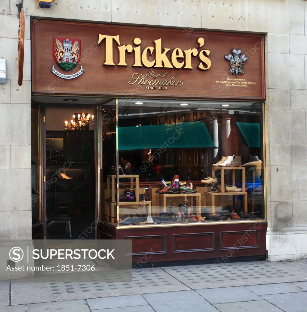 Trickers Shoemakers in Jermyn Street Mayfair London. By Royal Appiontment