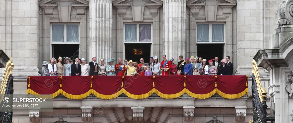 Queen Elizabeth II , Prince Philip and Royal Family on the Balcony of Buckingham Palace  at the Trooping of the Colour Ceremony  June 2012
