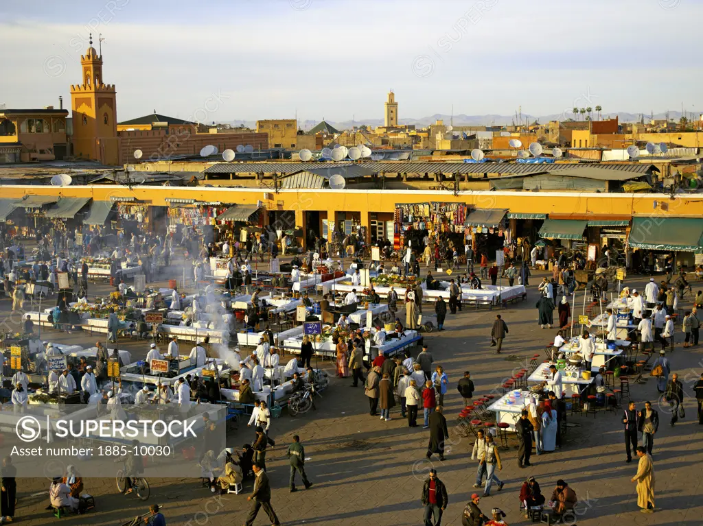 Morocco, , Marrakesh, Market square of Djemma el Fna