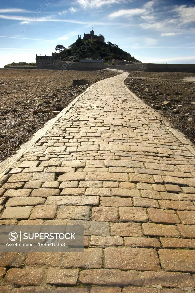 UK - England, Cornwall, Marazion , The Causeway to St Michaels Mount at low tide