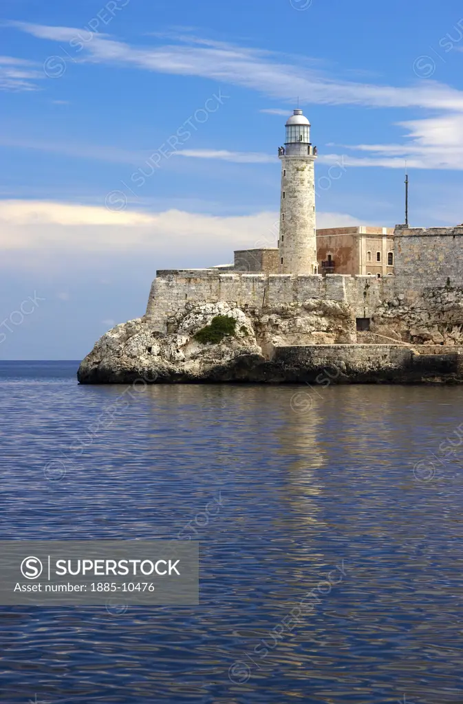 Caribbean, Cuba, Havana, Castillo El Morro and lighthouse at the entrance to the Bay of Havana