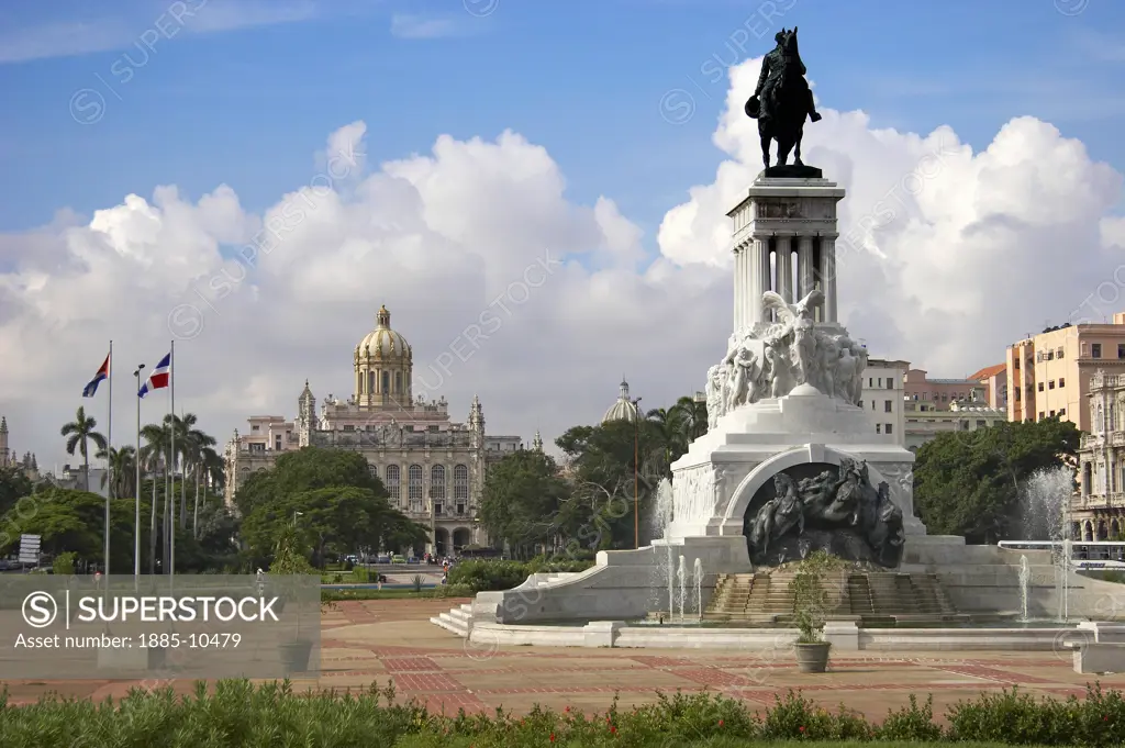Caribbean, Cuba, Havana, Monument to General Maximo Gomez and Museo de la Revolucion