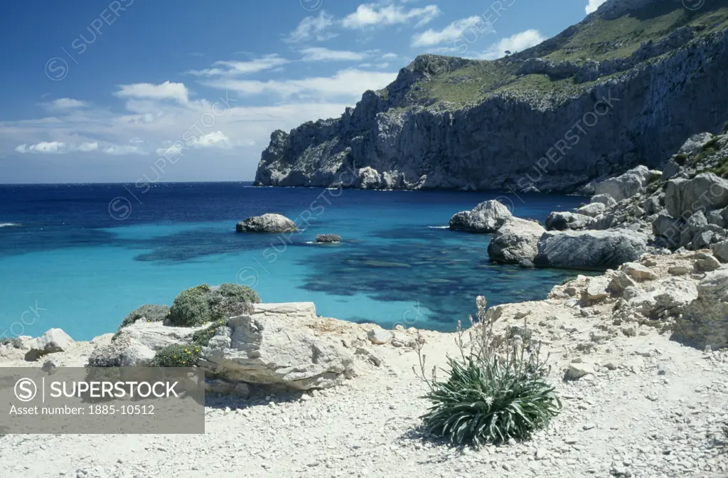 Balearic Islands, Mallorca, Port de Pollenca, Cove and beach 
