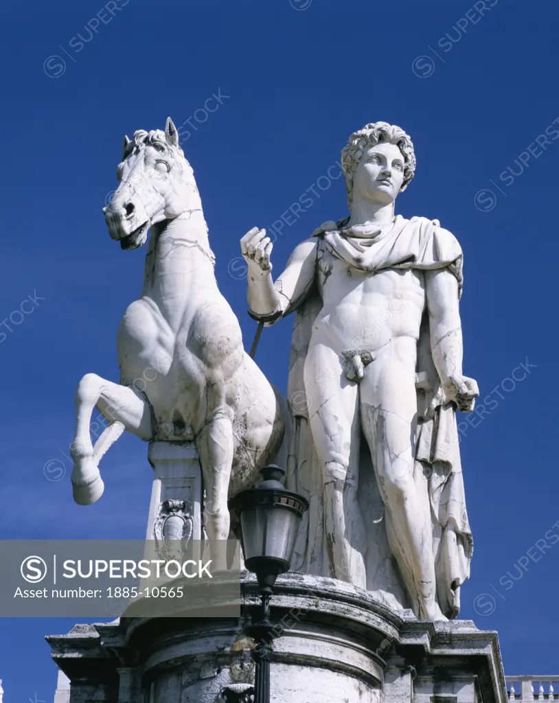 Italy, Lazio, Rome, Statue in the Piazza del Campidoglio