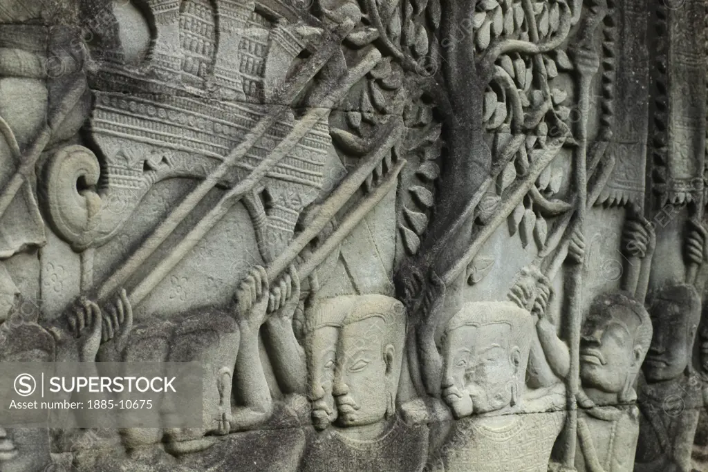 Cambodia, , Siem Reap - near, Angkor Thom - Bas-relief at the Bayon Temple