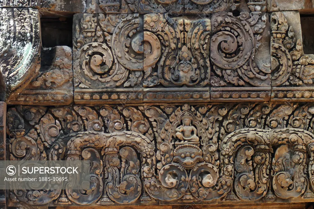 Cambodia, , Siem Reap - near, Angkor Wat - Bas-relief at Banteay Srei Temple