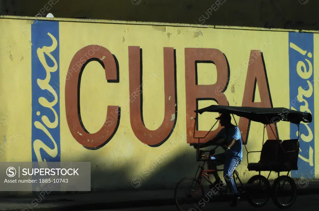 Caribbean, Cuba, Havana, Viva Cuba Libre wall sign
