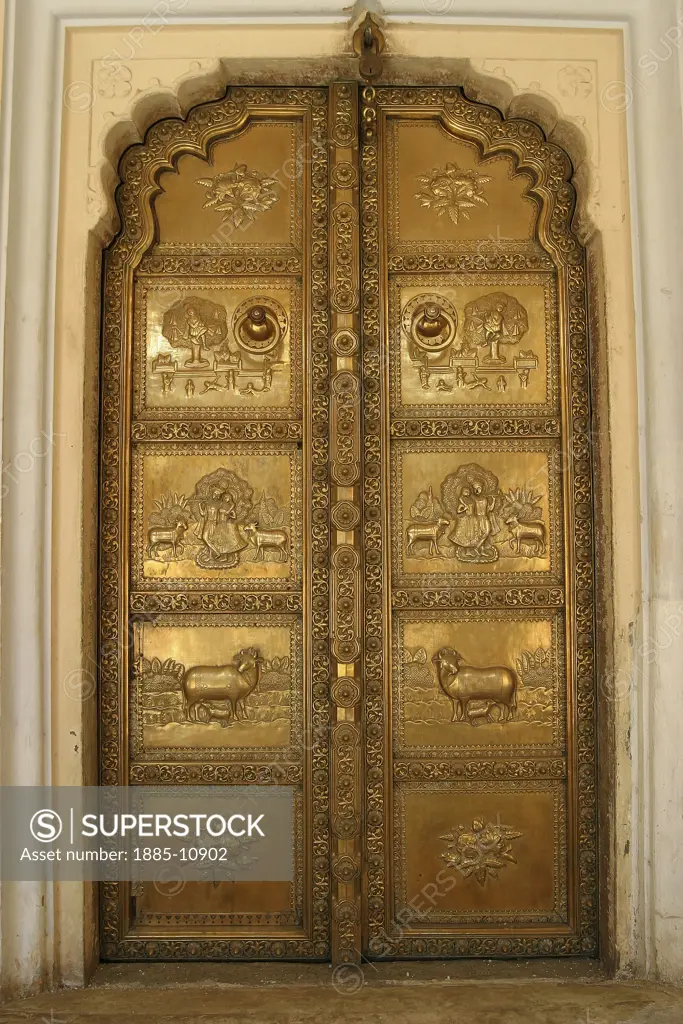 India, Rajasthan, Jaipur, Doorway at the City Palace