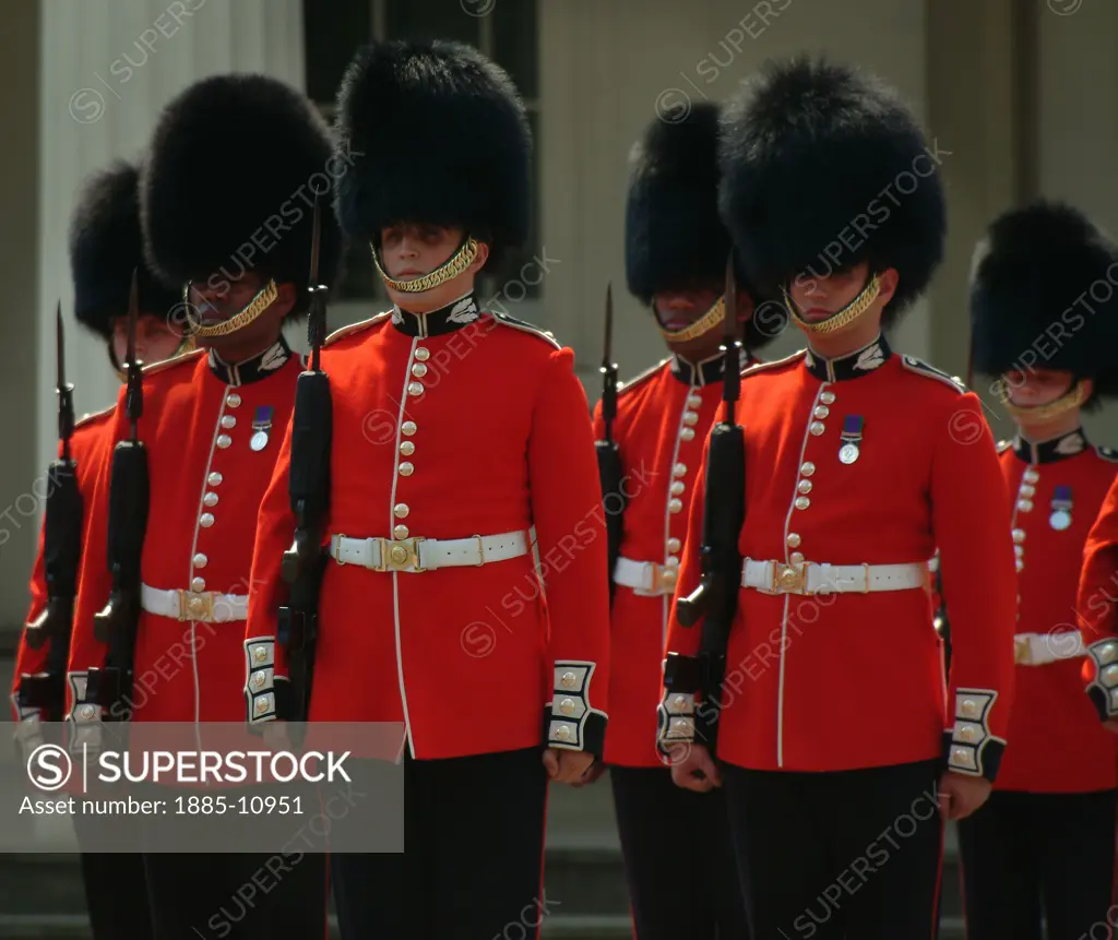 UK - England, , London, Scots Guardsmen at Buckingham Palace