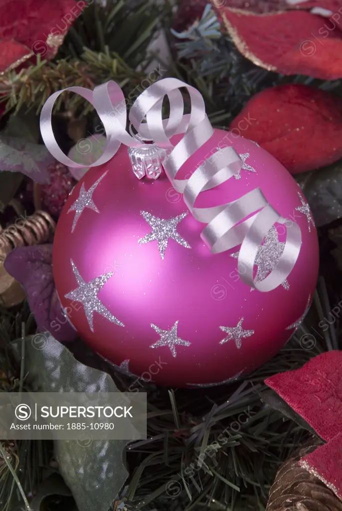 Specials, Christmas, , Pink bauble on Christmas tree  