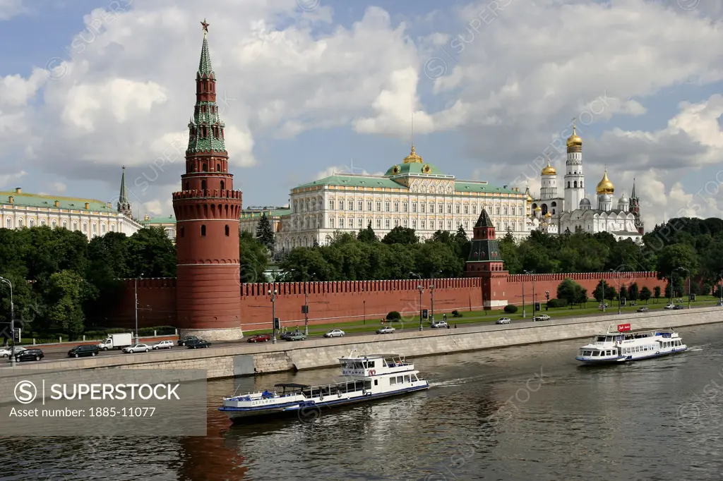 Russian Federation, , Moscow, View of the Kremlin across river