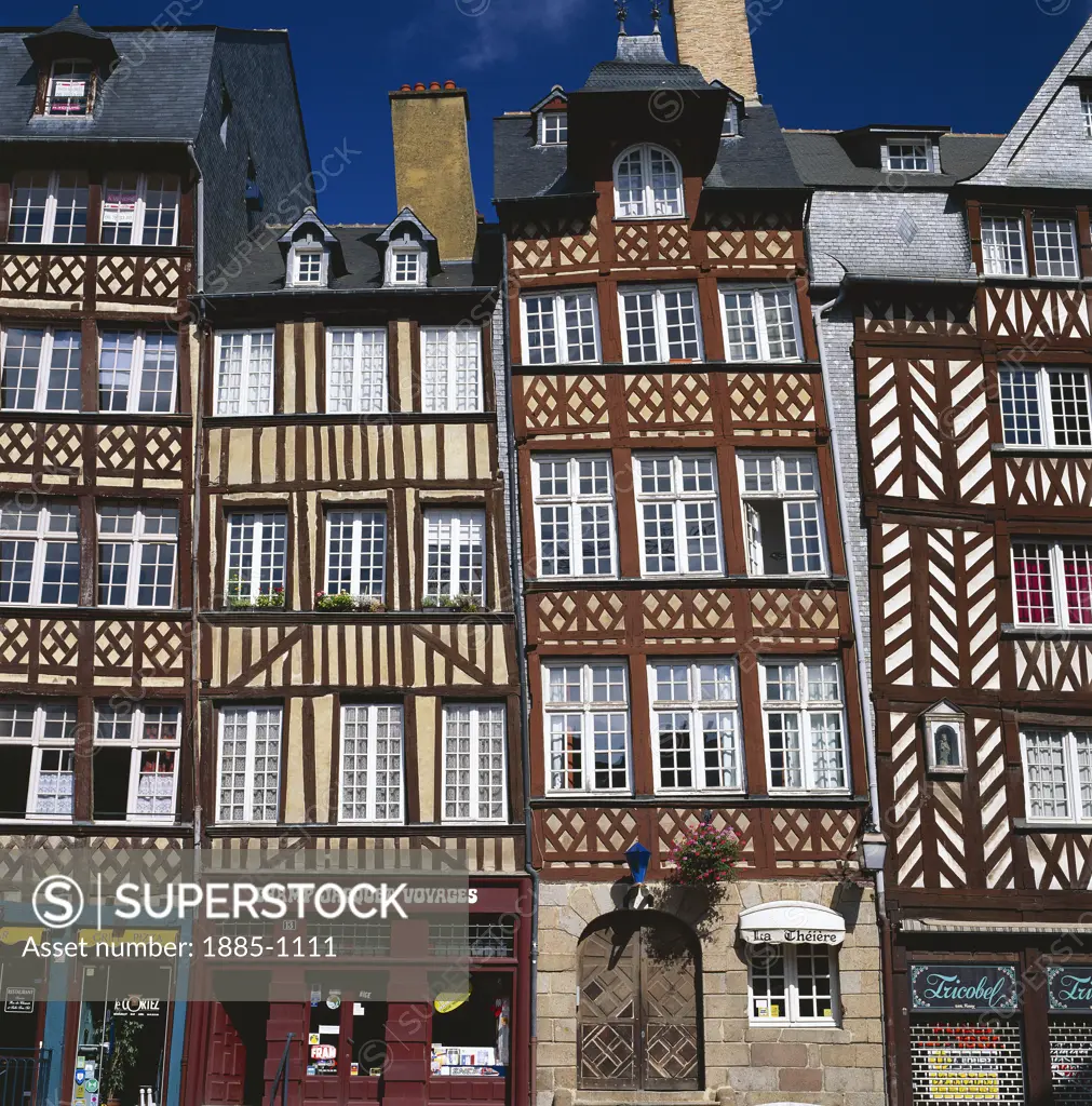 France, Brittany, Rennes, Half timbered houses