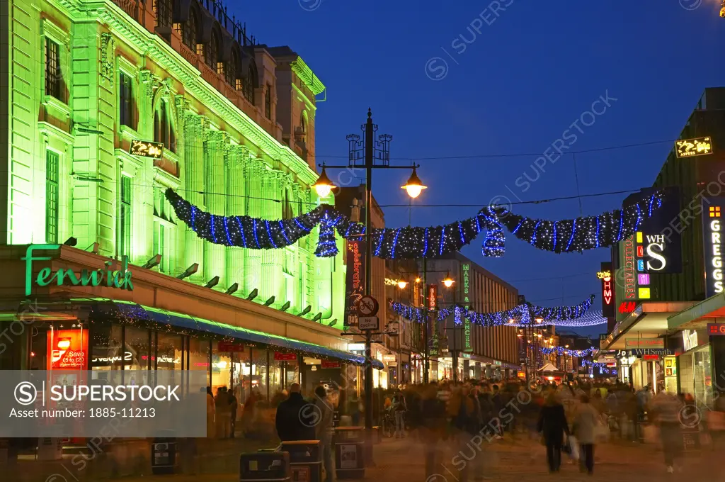 UK - England, Tyne and Wear, Newcastle upon Tyne, Christmas lights in Northumberland Street