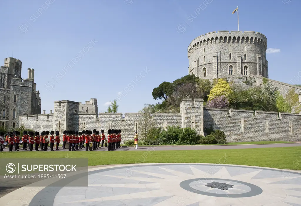 UK - England, Berkshire, Windsor, Windsor Castle -  Welsh Guards in Golden Jubilee Commemorative Garden