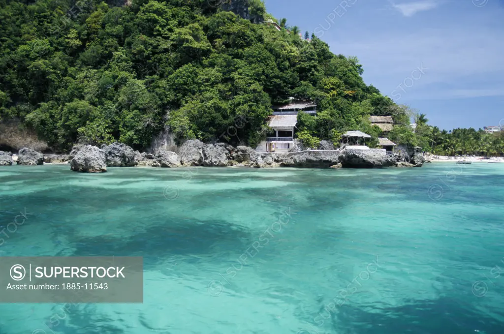 Philippines, The Visayas, Borocay Island, Turquoise sea at Diniwid 