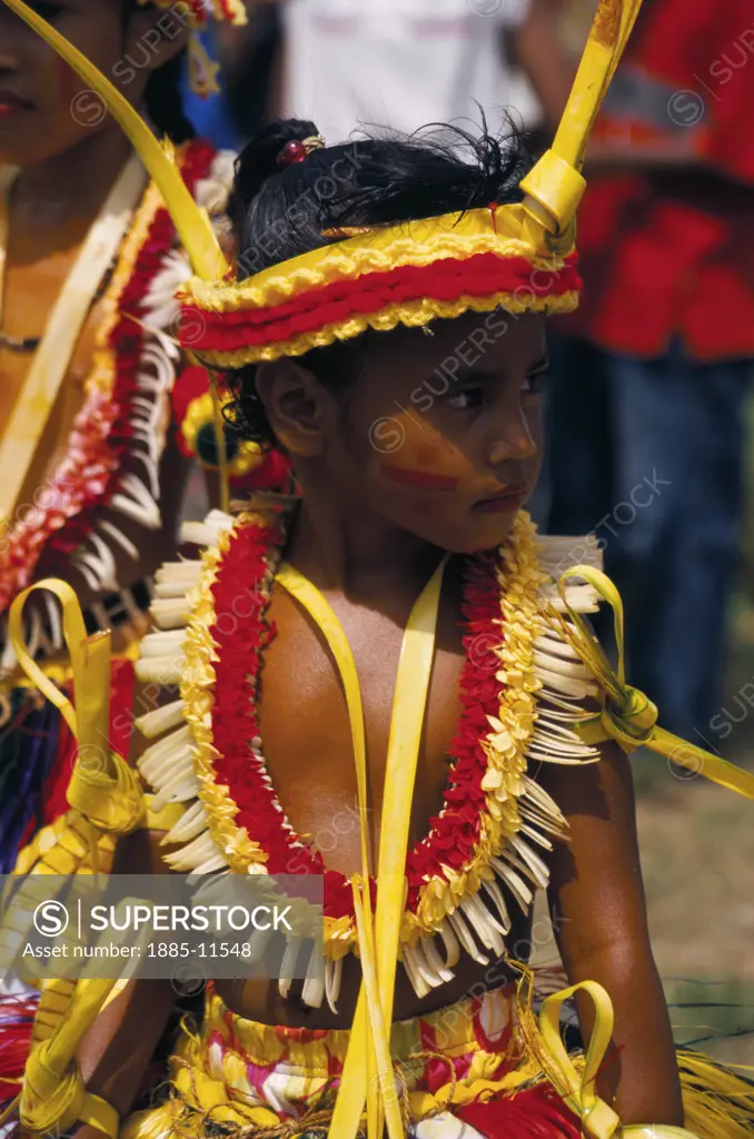 Micronesia, Yap State, Yap, Young girl dancer