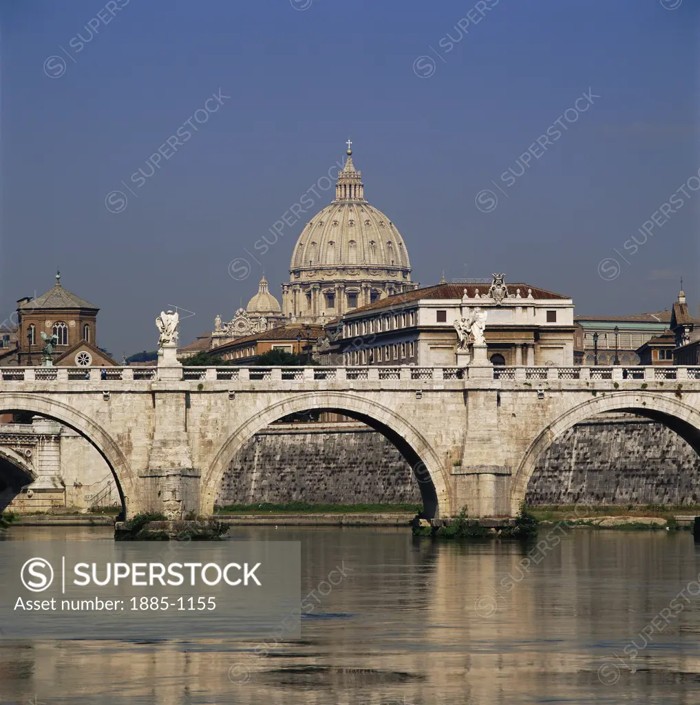 Italy, Lazio, Rome, St. Peters viewed across the River Tevere