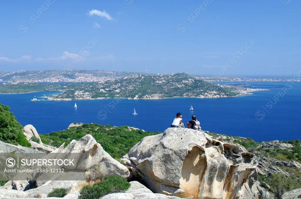 Italy, Sardinia, Capo d'Orso, View over sea to La Maddalena