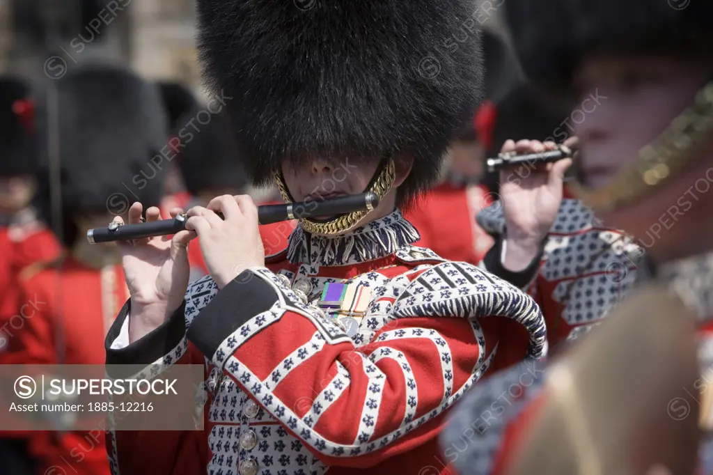 UK - England, Berkshire, Windsor, Changing the Guard at Windsor Castle - close up of musician
