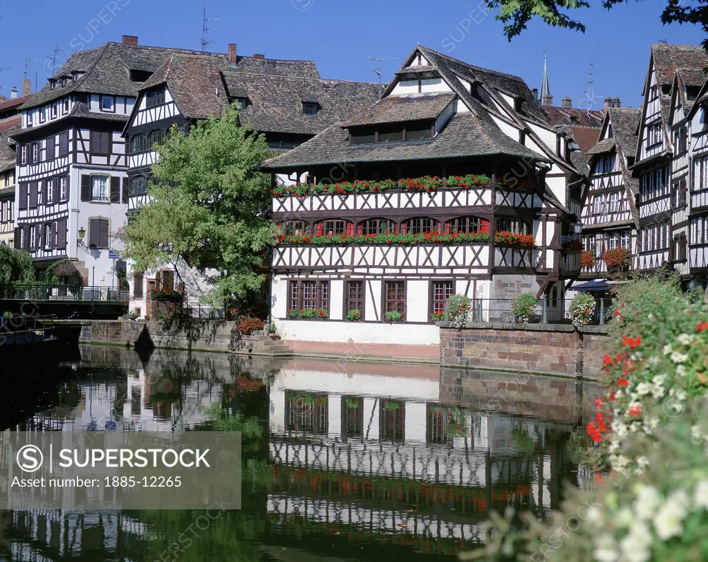 France, Alsace, Strasbourg, La Petite France - Tanners Quarter and River Ill