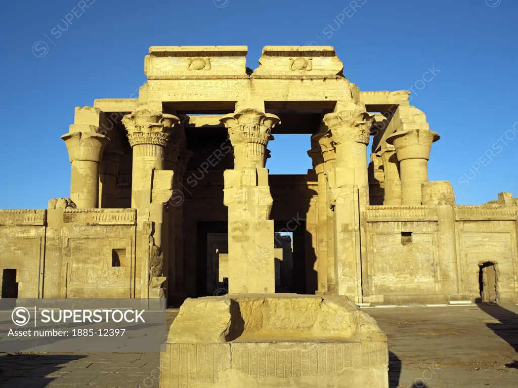 Egypt, , Kom Ombo, Altar and temple forecourt at Kom Ombo
