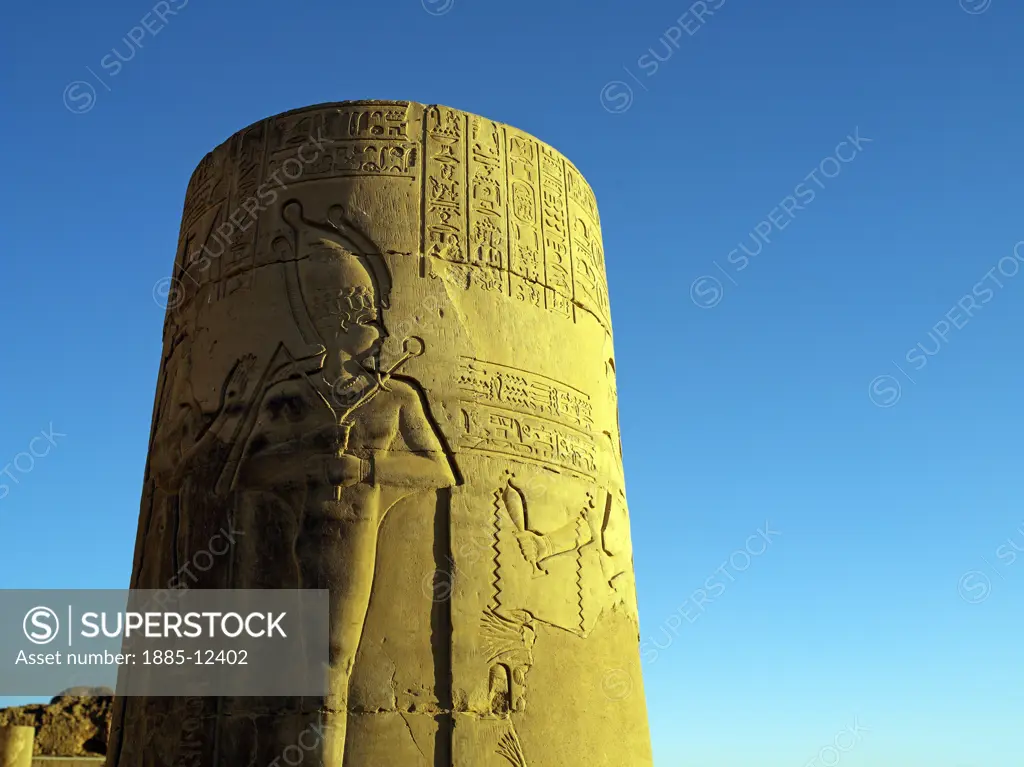 Egypt, , Kom Ombo, Temple column at Kom Ombo 