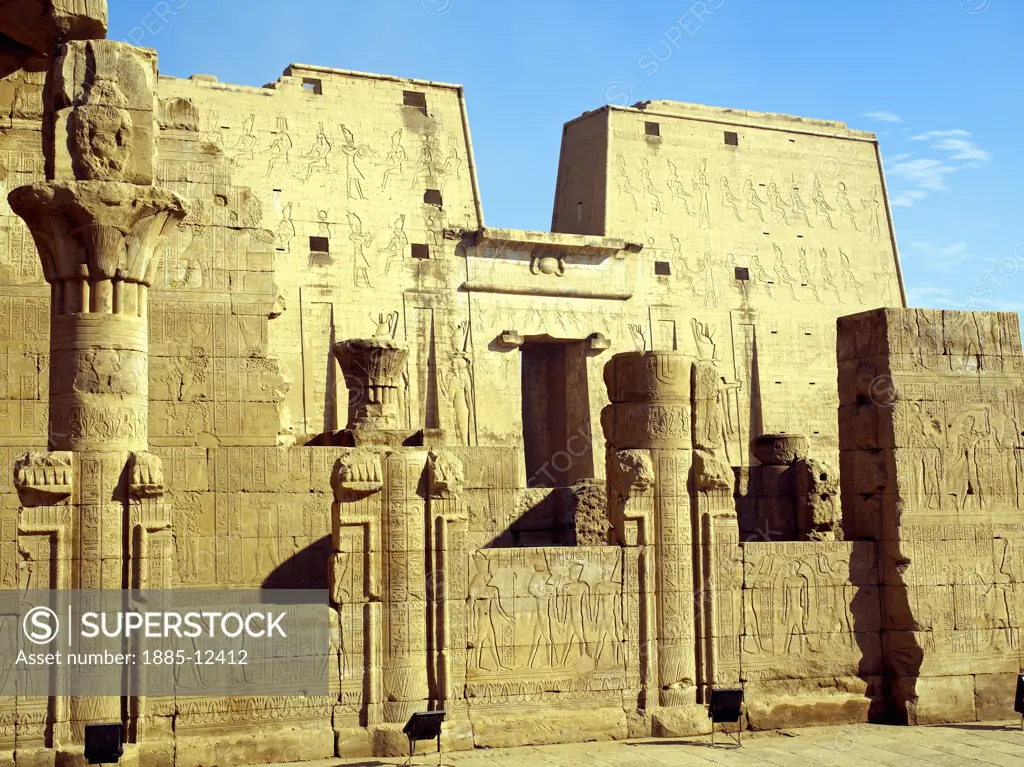 Egypt, , Edfu, Section of Temple of Horus