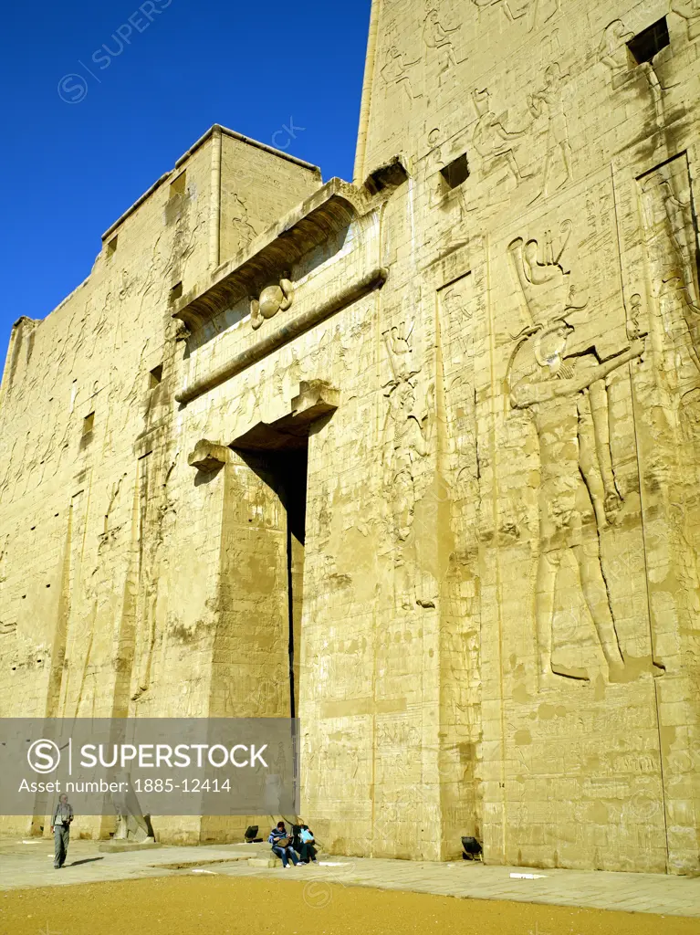 Egypt, , Edfu, Towering Pylon at Temple of Horus