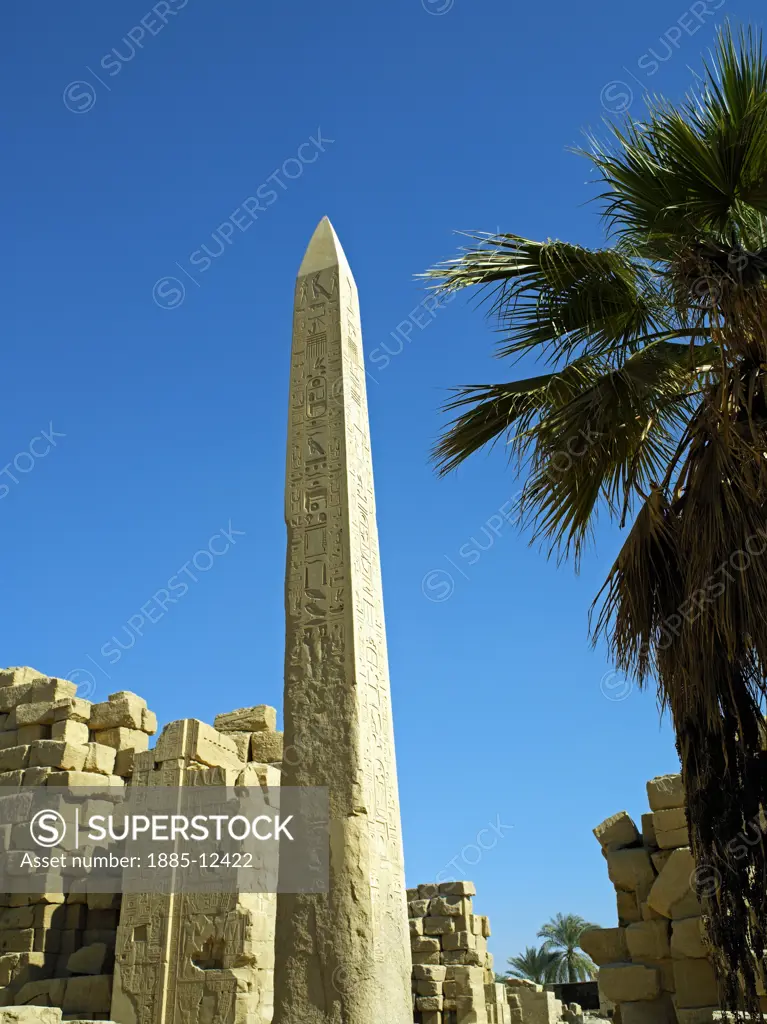 Egypt, , Luxor, Karnak - Obelisk of Hatshepsut at Temple of Amun