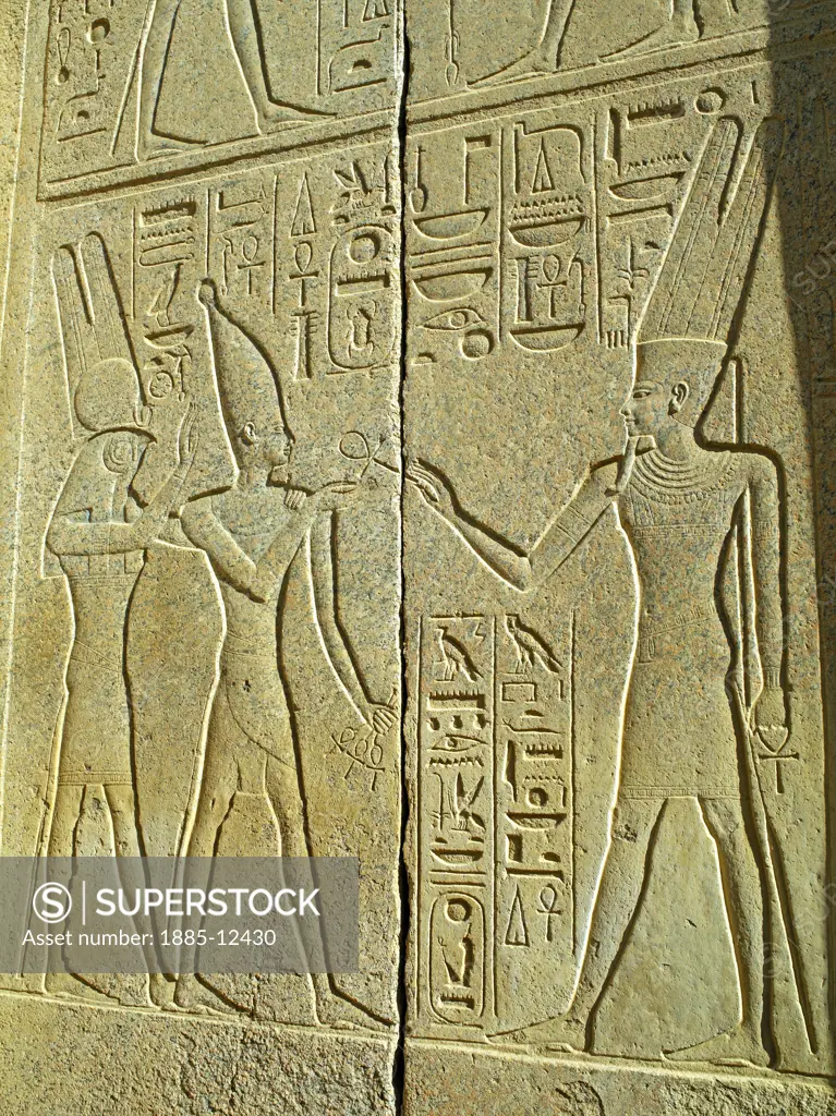 Egypt, , Luxor, Karnak - close up of bas-relief at Temple of Amun