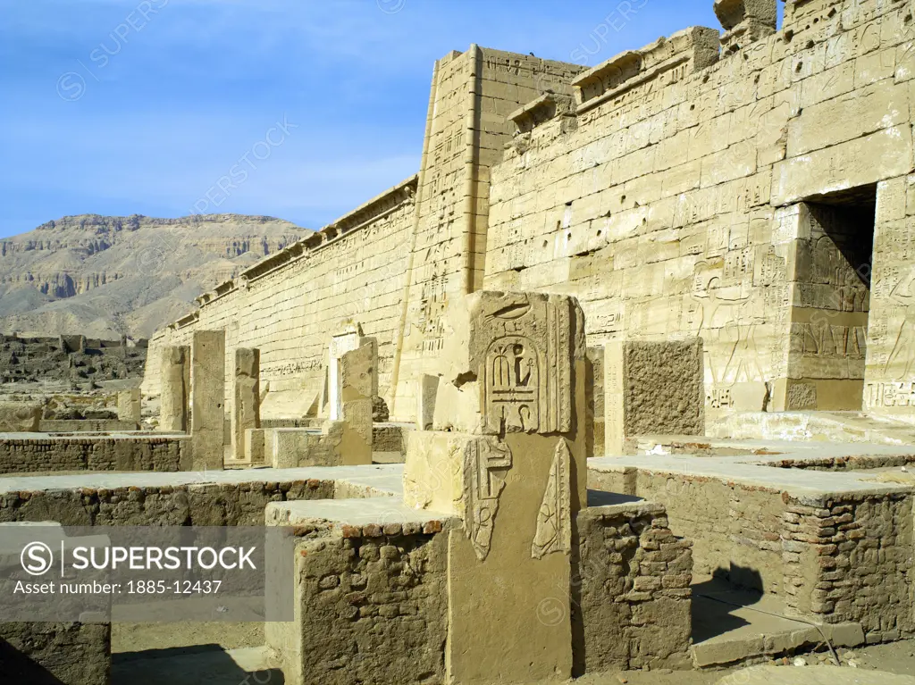 Egypt, , Luxor, Pharaohs palace at Medinet Habu - Mortuary Temple of Ramses III