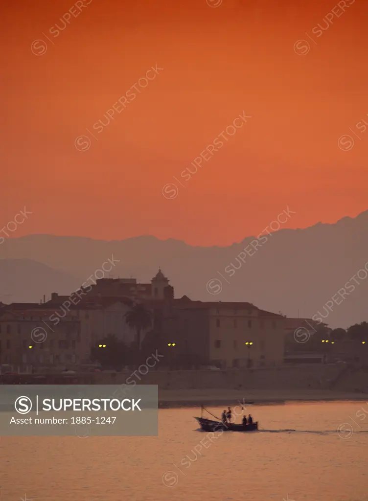France, Corsica, Ajaccio, View at Sunset