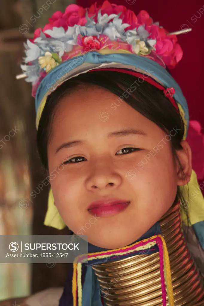 Thailand, , General - people, Portrait of a Karen girl with traditional neck rings
