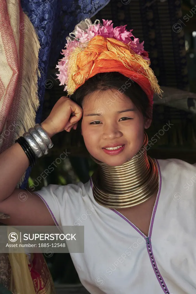Thailand, , General - people, Portrait of a Karen woman with traditional neck rings
