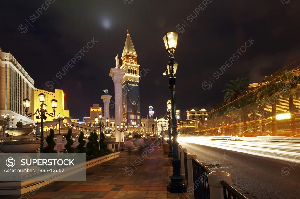 USA, Nevada, Las Vegas, The Venetian Hotel and Casino at night